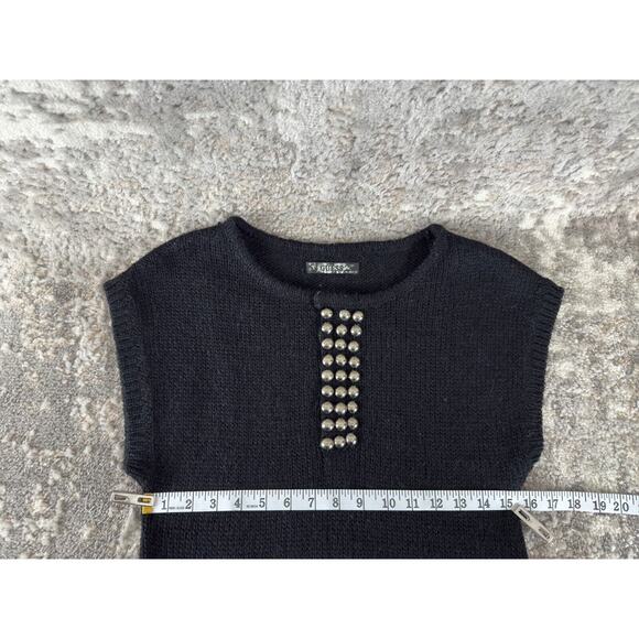 Guess Size XL Alpaca Wool Beaded Snap Button Knee Length Sweater Dress Black - Picture 6 of 11
